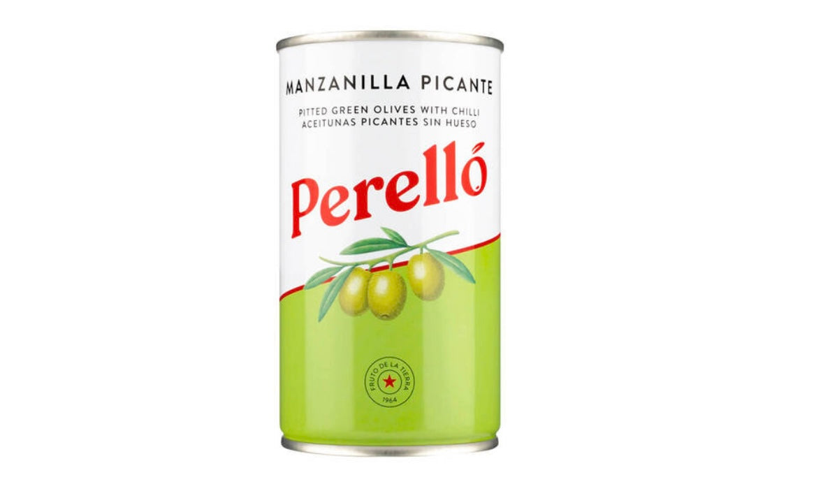 Perello Manzanilla pitted olives, spicy, small tin, 150g MANZANILLA PICANTE